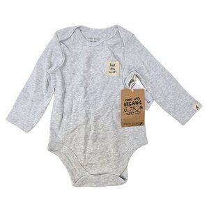 Easy-Peasy Organic Cotton Long Sleeve Baby Bodysuit 6-9M Light Gray Sustainable